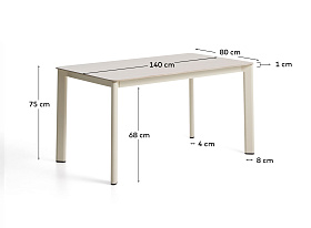 Уличный стол Anafi с бежевой столешницей из спеченного камня, 140 x 80 см
