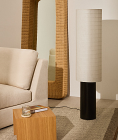 Напольная лампа Dulan из черного металла с абажуром из хлопка