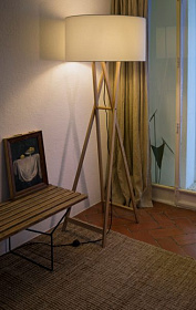 Торшер Cala P165 бело-перламутровый / дуб 