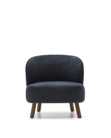 Кресло Ulit из сине-серой синели с ножками из ясеня с отделкой под орех
