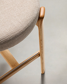 Барный стул Granite из бежевой синели и ясеня с натуральной отделкой 75 см