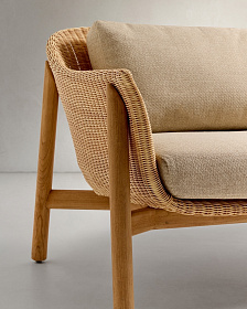 3-местный диван Galea из тикового дерева и синтетического ротанга, 223 см