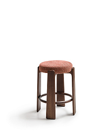 Granite Барный табурет из коричневого шенилла и массива ясеня в отделке орех 75 см