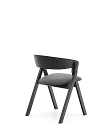 Стул Godia из дерева с черной отделкой и серым шениллом