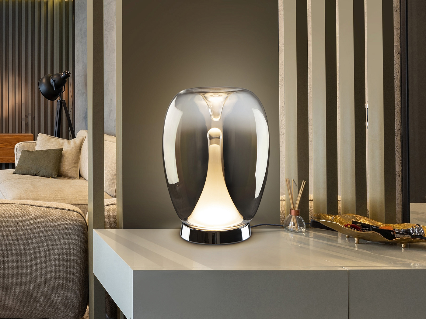 Suspiro Настольная лампа хром/дымчатый