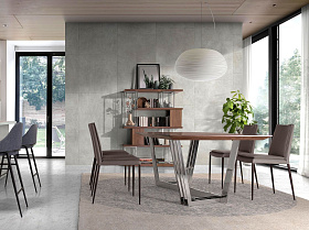 Обеденный стол MI2003T /1097 из орехового дерева и хромированной стали