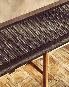 Скамейка Alipa из массива акации и веревки темно-серого цвета