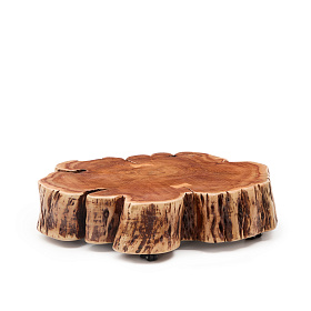 Журнальный столик Tavine из массива акации с выбеленной отделкой, с колесами Ø85 см