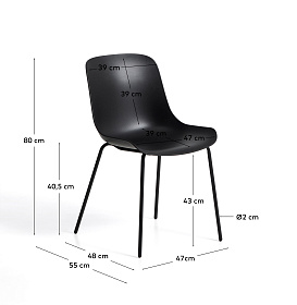 Черный стул Altea из пластика и стали с черной отделкой