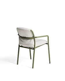 Уличный стул Linosa из зеленого алюминия с бежевой подушкой