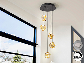 Люстра Zaria 5L черный/бронзовый/янтарный D25 DIM