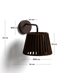 Уличный настенный светильник Aldet из коричневой веревки и металла