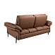 Коричневый кожаный 2-местный диван модель 6242