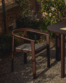 Уличный стул Erice из алюминия и шнура коричневого цвета