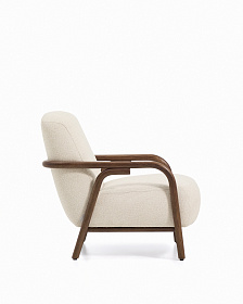 Кресло Sylo из бежевого шенилла и ясеня с отделкой цвета орех