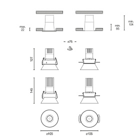 Встраиваемый светильник ELIOS BELL IP20 10W черный 15є 2700K CASAMBI