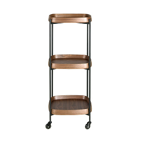Мини-бар на колесиках 3291 из орехового дерева и черной стали