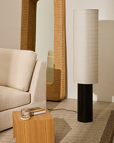 Напольная лампа Dulan из черного металла с абажуром из хлопка