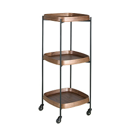 Мини-бар на колесиках 3291 из орехового дерева и черной стали