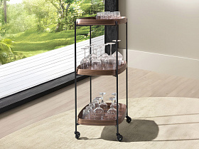 Мини-бар на колесиках 3291 из орехового дерева и черной стали