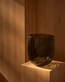 Ваза Sirau из серого стекла, диаметр 24 см