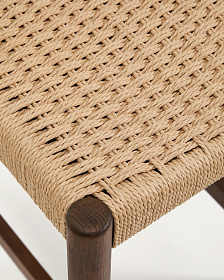 Полубарный стул Analy из массива дуба в отделке орех и веревочным сиденьем 65 см