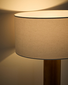 Настольная лампа Niani из каучукового дерева с натуральной отделкой Ø30 см