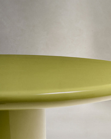 Журнальный столик Albanella из цемента с глянцевой зелёной отделкой Ø110 см