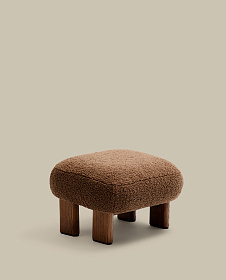Пуф Cabana Taupe Boucle с ножками в отделке орех 65x55,4 