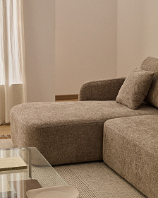 Трехместный диван-кровать Laira с левым шезлонгом из шенилла цвета таупе, 246 см