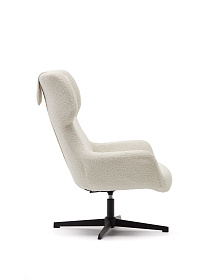 Zalina Вращающееся кресло с подлокотниками из белой ткани букле