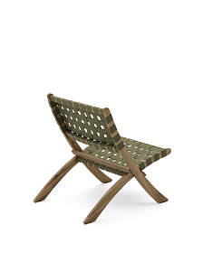 Складное кресло Chabeli из массива акации и шнура зеленого цвета