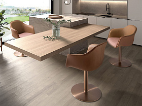 Поворотный стул 4235 из терракотово- бежевой ткани и коричневой экокожи