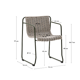 Стул Maurina из оцинкованной стали зеленого цвета и экрю и серым шнуром