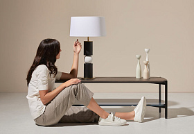 Настольная лампа Alda золотой металл/черное дерево/белый мрамор + белый абажур 801011/35