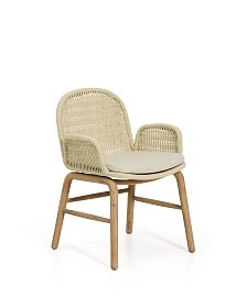 Уличный стул Alipa из акации и веревки цвета экрю