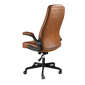 Офисное поворотное кресло 4223 из экокожи коричневого цвета