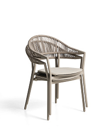 Уличный стул Alimia из бежевого алюминия с бежевой веревкой