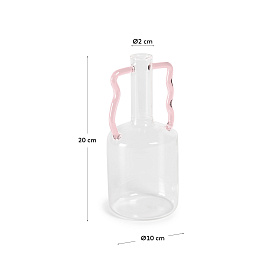Yumalay Ваза из прозрачного и розового стекла 22 см