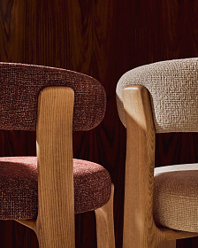 Барный стул Granite из бежевой синели и ясеня с натуральной отделкой 75 см