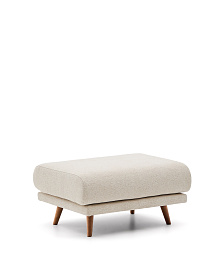 Пуф для ног Karin из бежевой синели с ножками из бука в отделке орех, 90 x 70 см