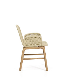 Уличный стул Alipa из акации и веревки цвета экрю