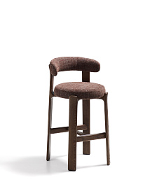 Барный стул Granite из коричневой синели и ясеня с отделкой орех 75 см