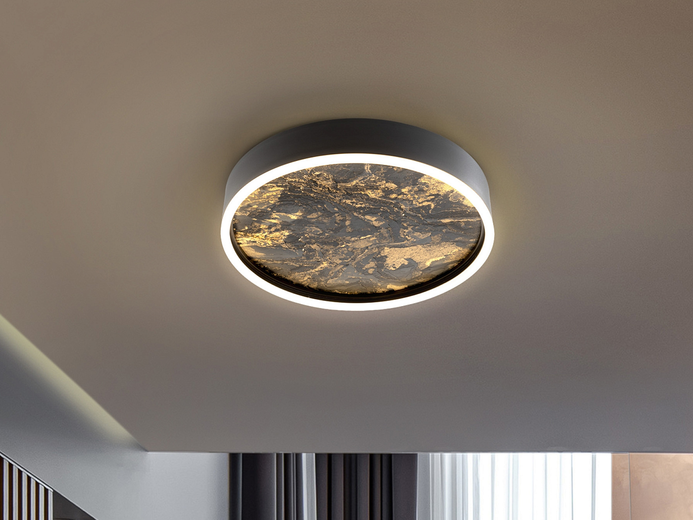 Потолочный светильник Stone CCT- черный LED 40D