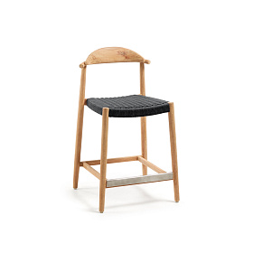 Nina Полубарный стул из массива акации с натуральной отделкой и черной веревкой 62 см