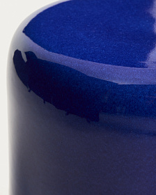 Уличный приставной столик Mesquida из керамики с синей глазурью, диаметр 35 см