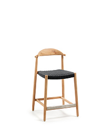 Nina Полубарный стул из массива акации с натуральной отделкой и черной веревкой 62 см