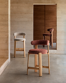 Барный стул Granite из коричневой синели и ясеня с отделкой орех 75 см