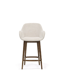 Полубарный стул Konna бежевого цвета с ножками из массива ясеня в темной отделке, 65 см