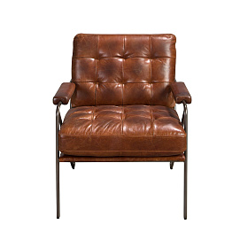 Кресло 5166 из коньячно-коричневой кожи